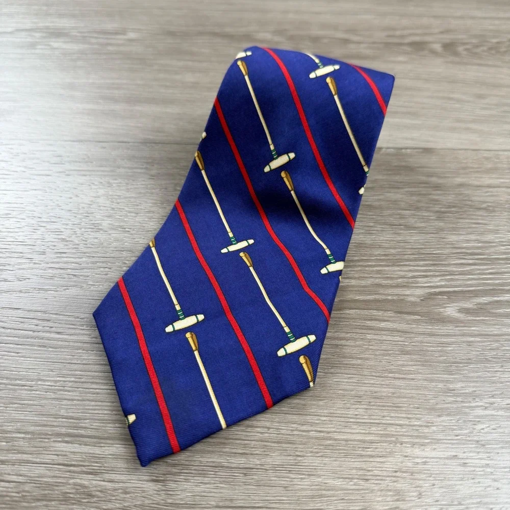 Polo Ralph Lauren Men Necktie Silk Polo Mallet Stripe Blue OS